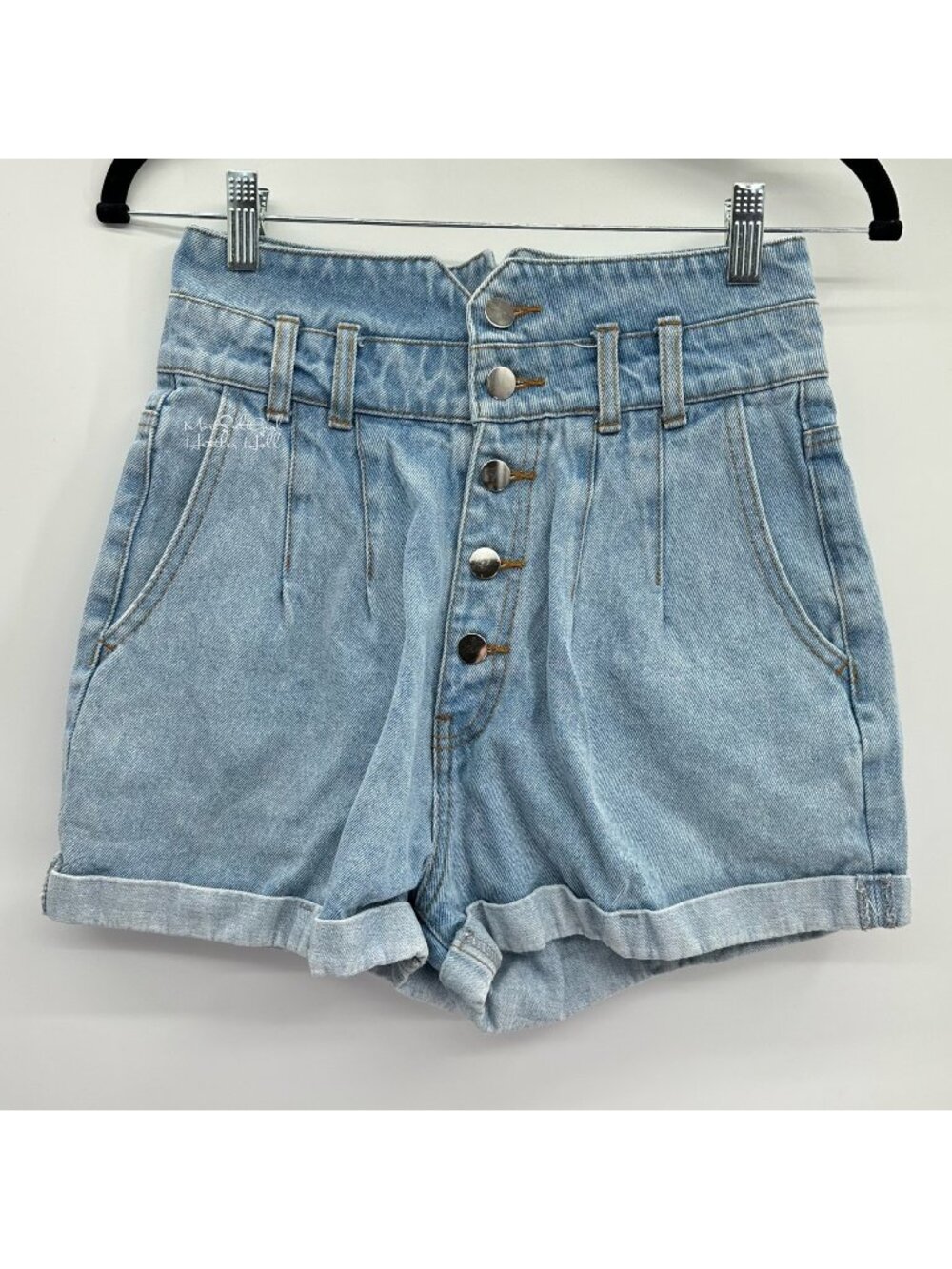 ASTR The Label Light Wash Ultra 13.5" High-Rise Button Fly Denim Shorts Size 25